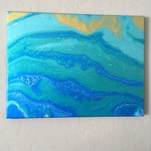 Fluid art acrylic pour art on 12x16